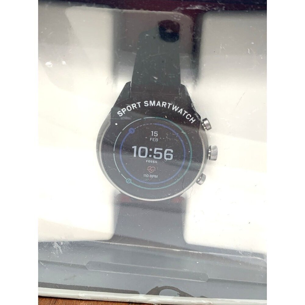 Fossil Women's Watch FTW6024 Smartwatch Aluminum Gray Black Rubber Band 41mm